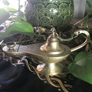Vintage Brass Genie Oil Lamp Made In India